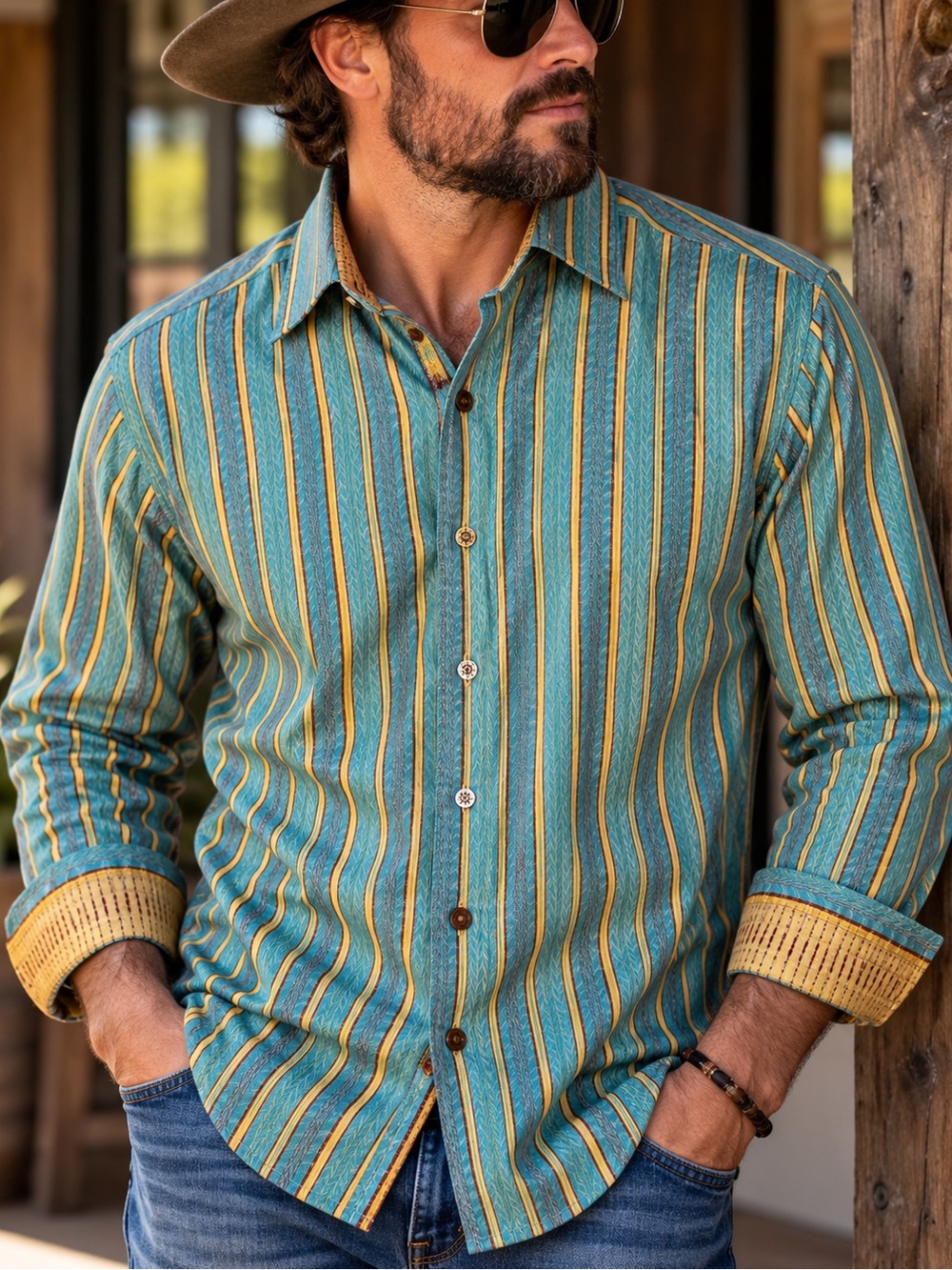 Robert Graham Men’s Striped Button Down Shirt M Embroidered Flip Cuff